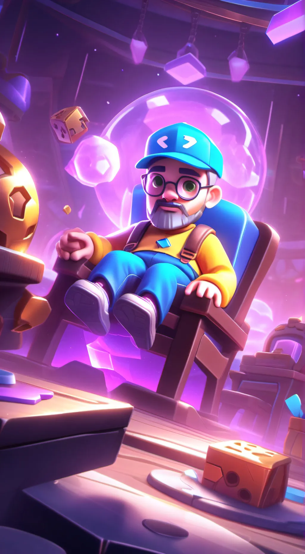 ai character: rec room paint bal background