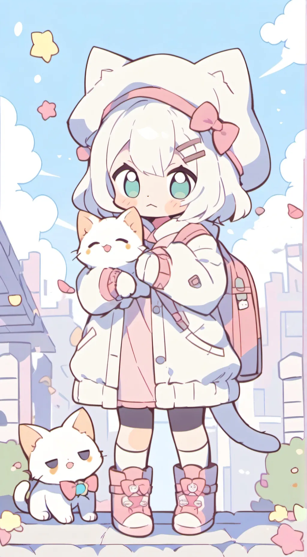 ai character: Uh kitty town background