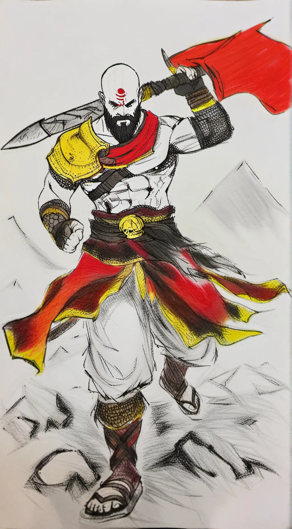 ai character: Kratos Spartan  background