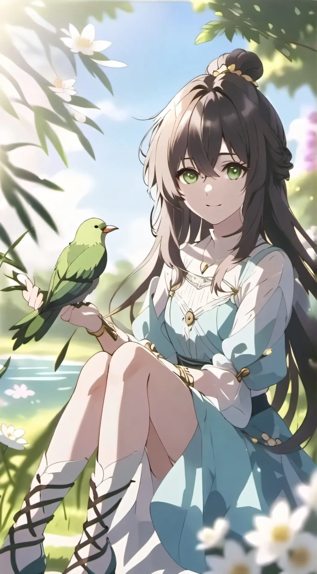 ai character: Bellla porch  background