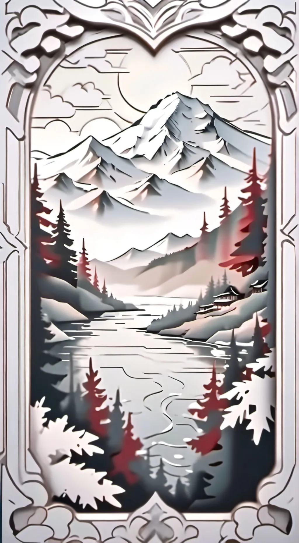 ai character: snowy forest background