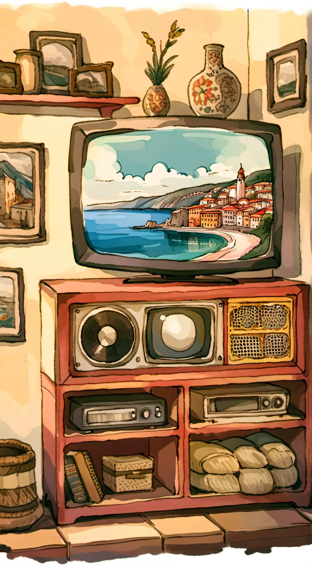 ai character: TV time Sprunki background