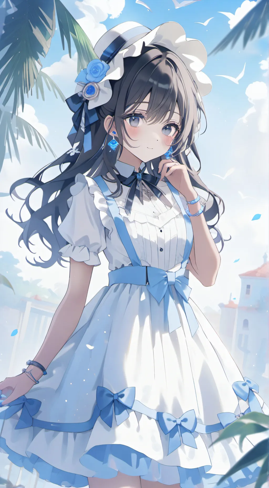 ai character: Mujer bonita  background