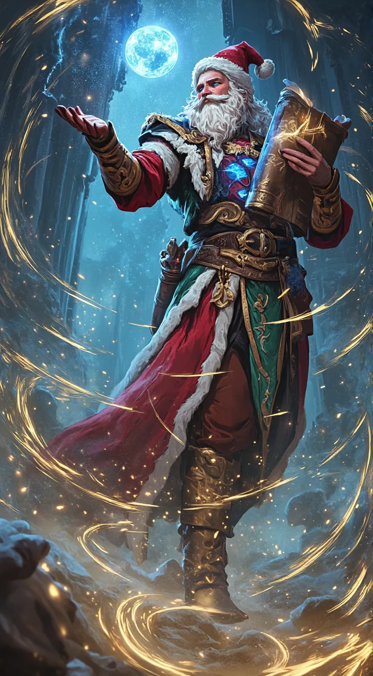ai character: Santa claws  background