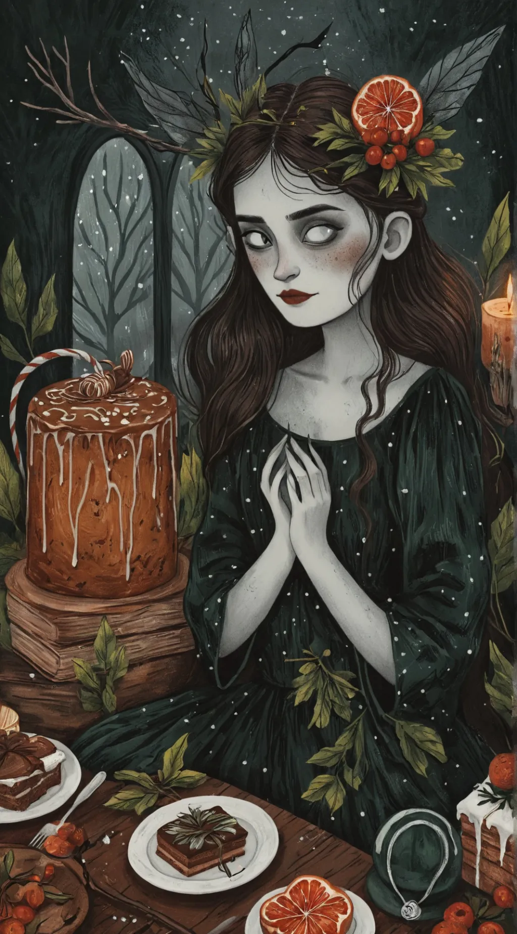 ai character: holiday fear 🎄💀 background