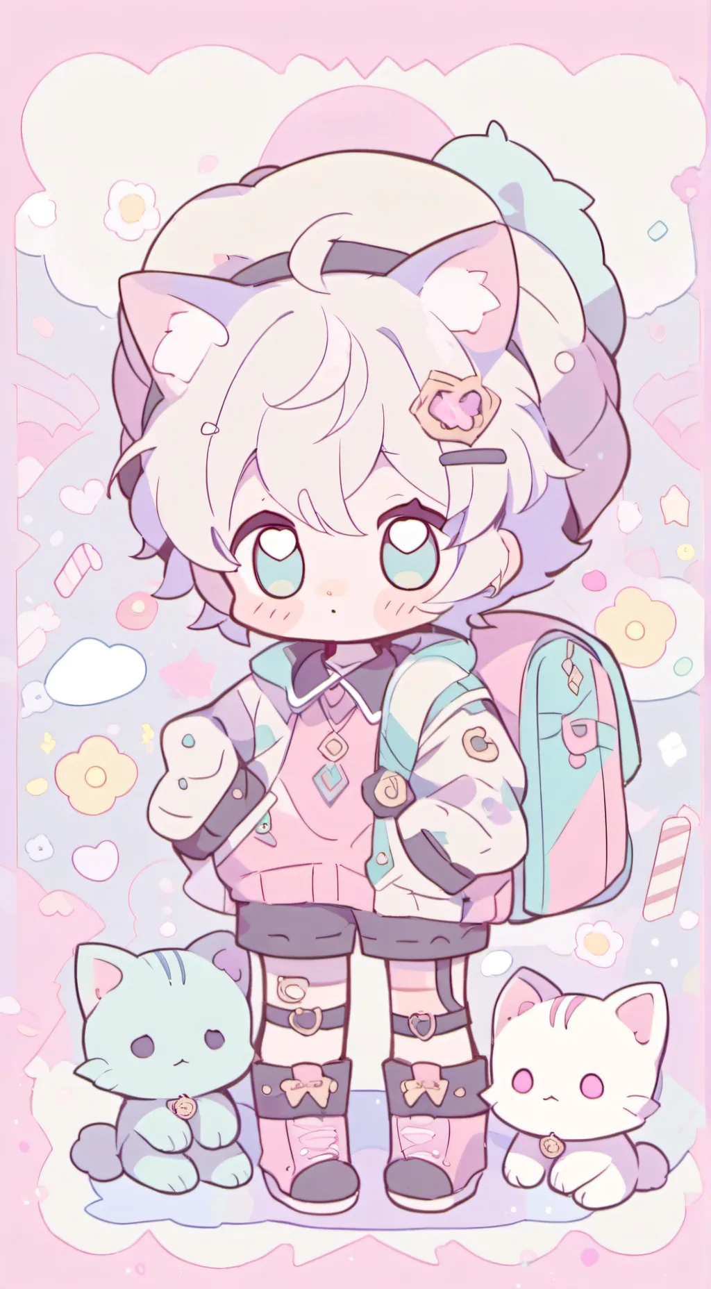 ai character: Bawby kitwten background