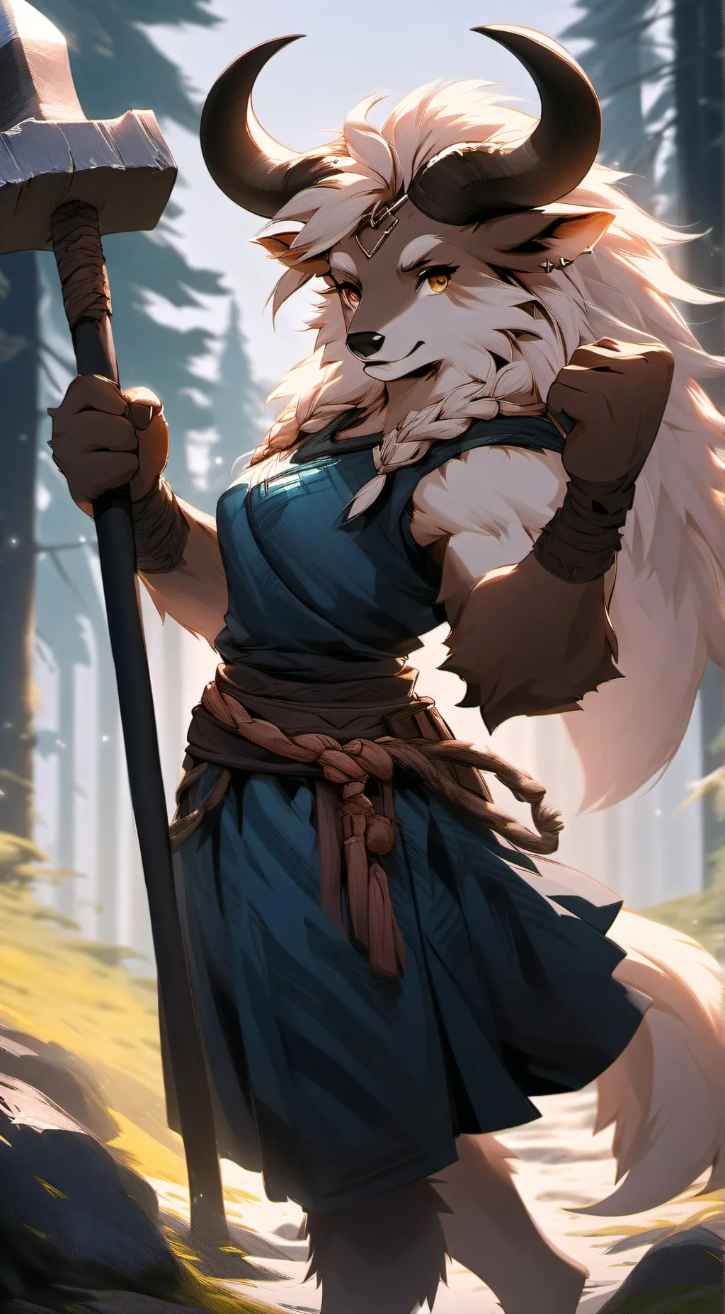 ai character: Female minotaur background