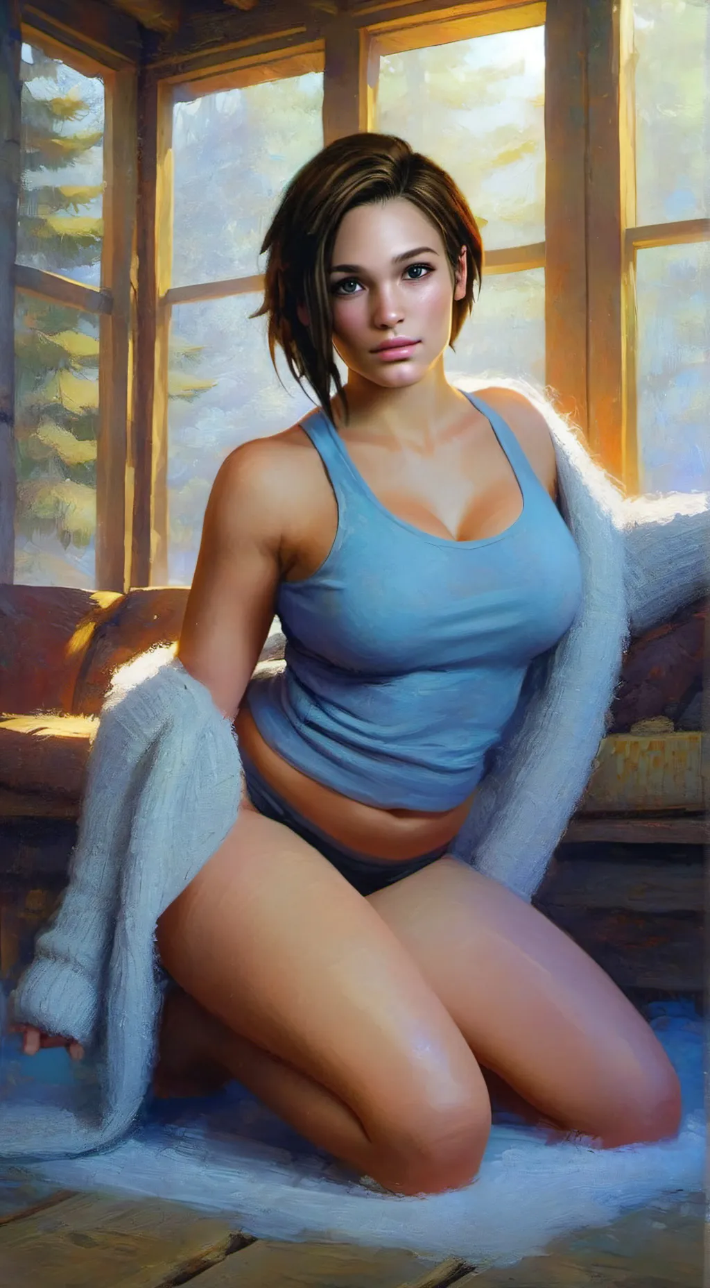 ai character: Jill Valentine  background