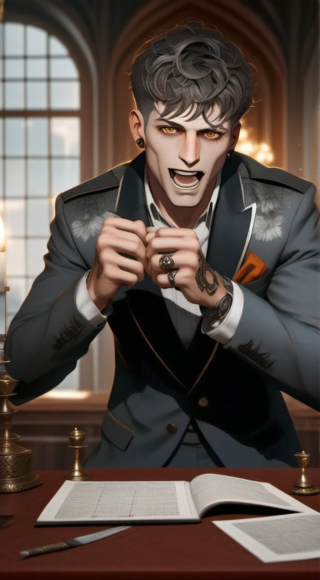 ai character: Damiano David  background