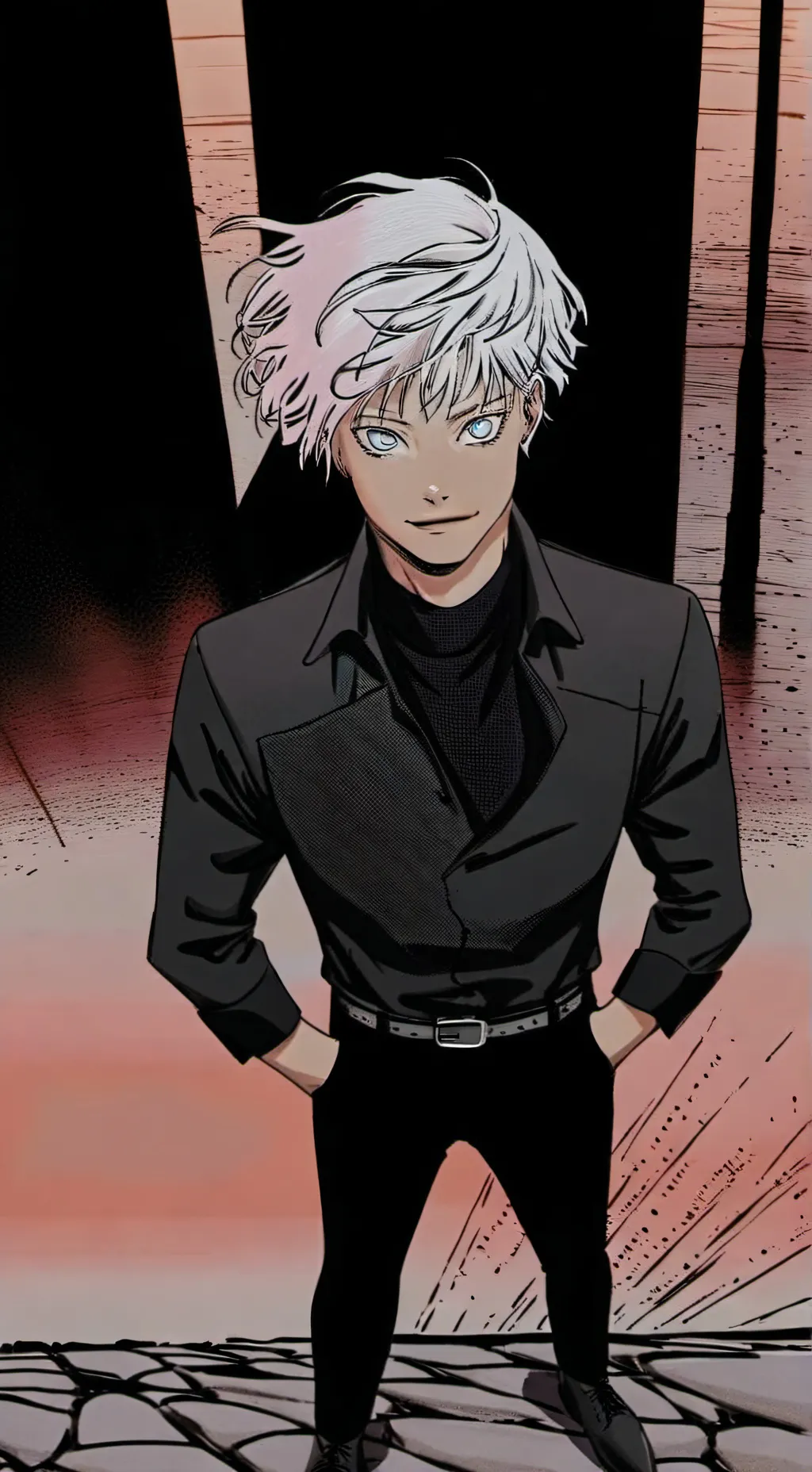 ai character: Jjk Road trip background