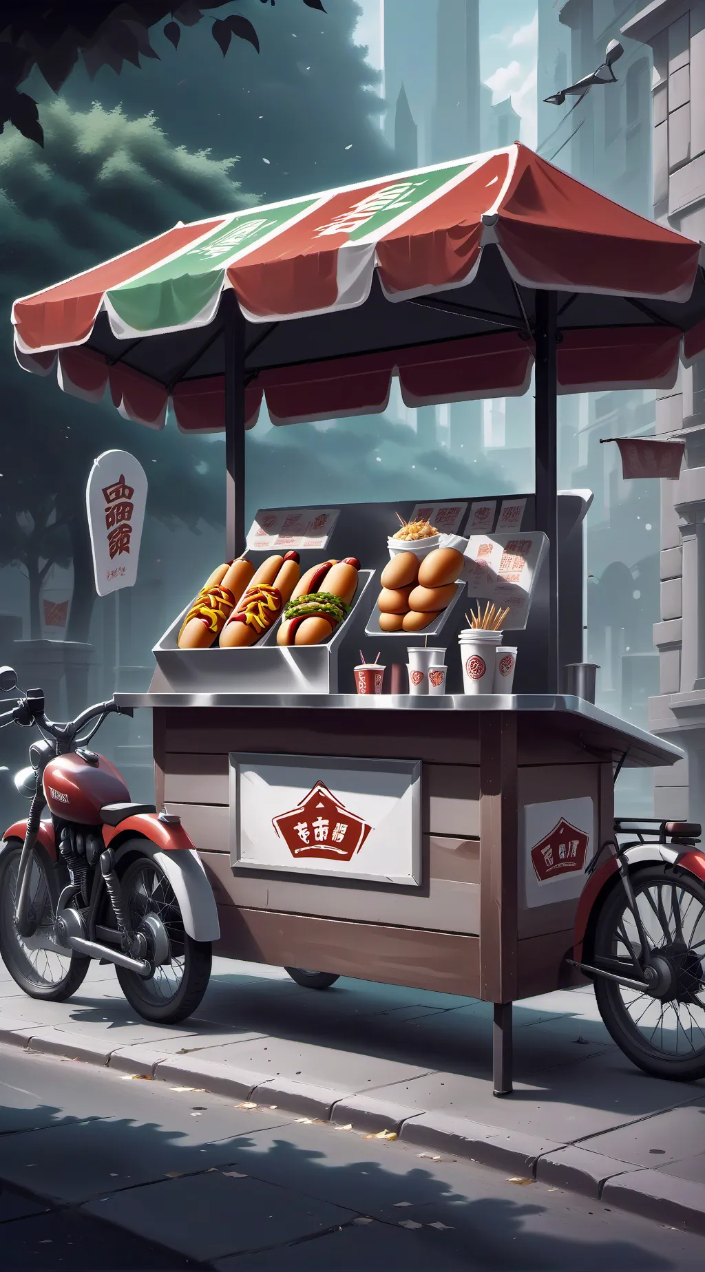 ai character: hot dog worker background