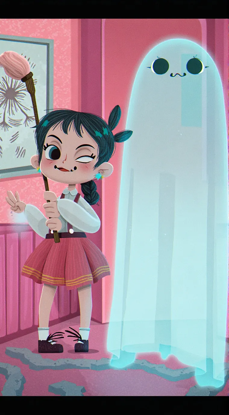 ai character: 🤕🔥 ghost monster 🫨 background