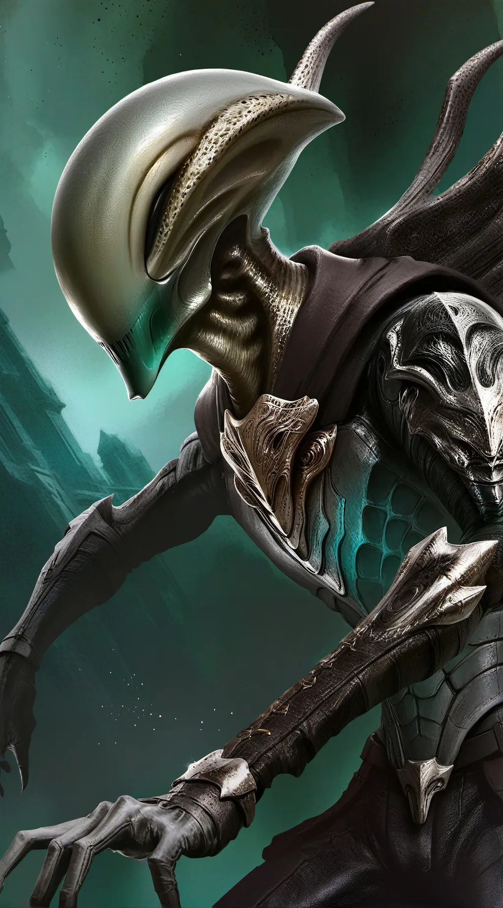 ai character: alien suit  background