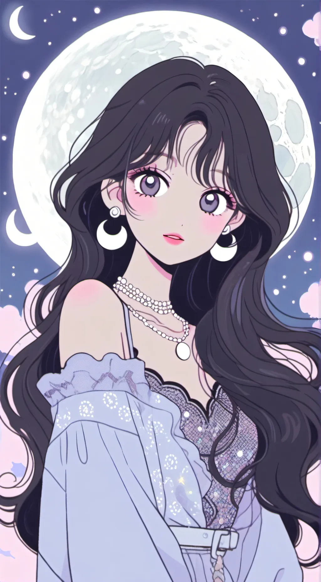 ai character: moonlight background