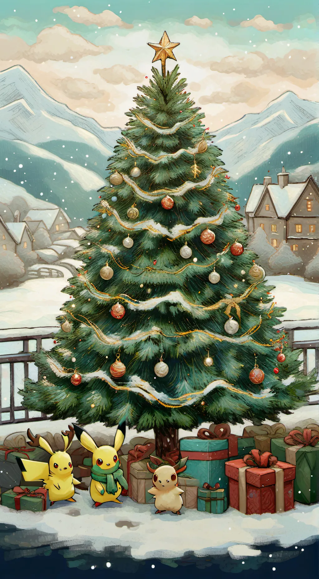 ai character: Pokémon Christmas background