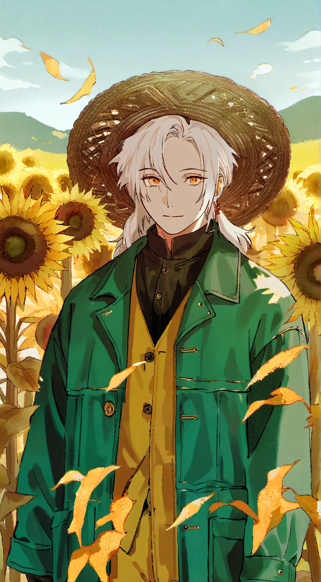 ai character: 🐮El granjero🌻 background