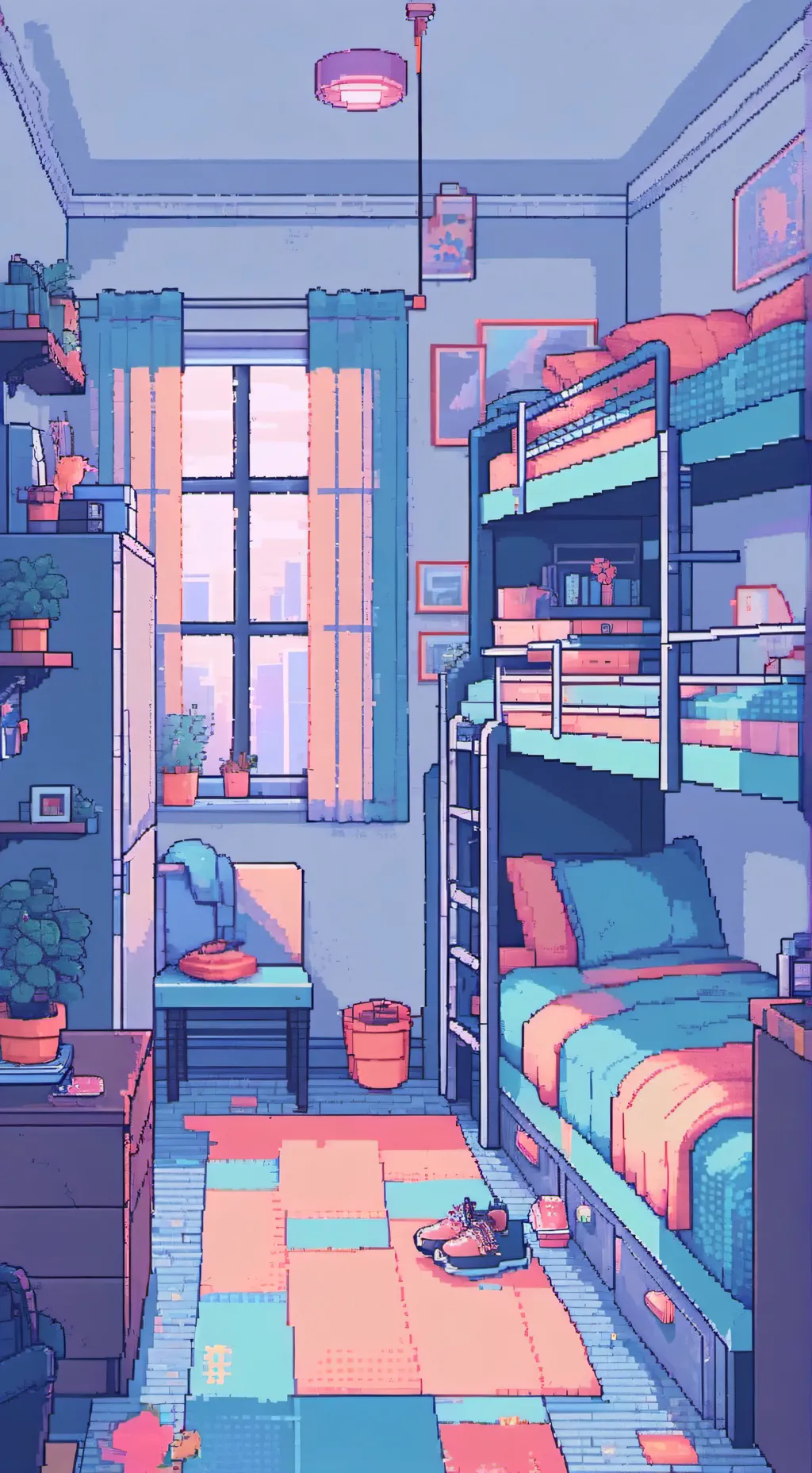 ai character: Dorm Life; 1Ma 3Fe background