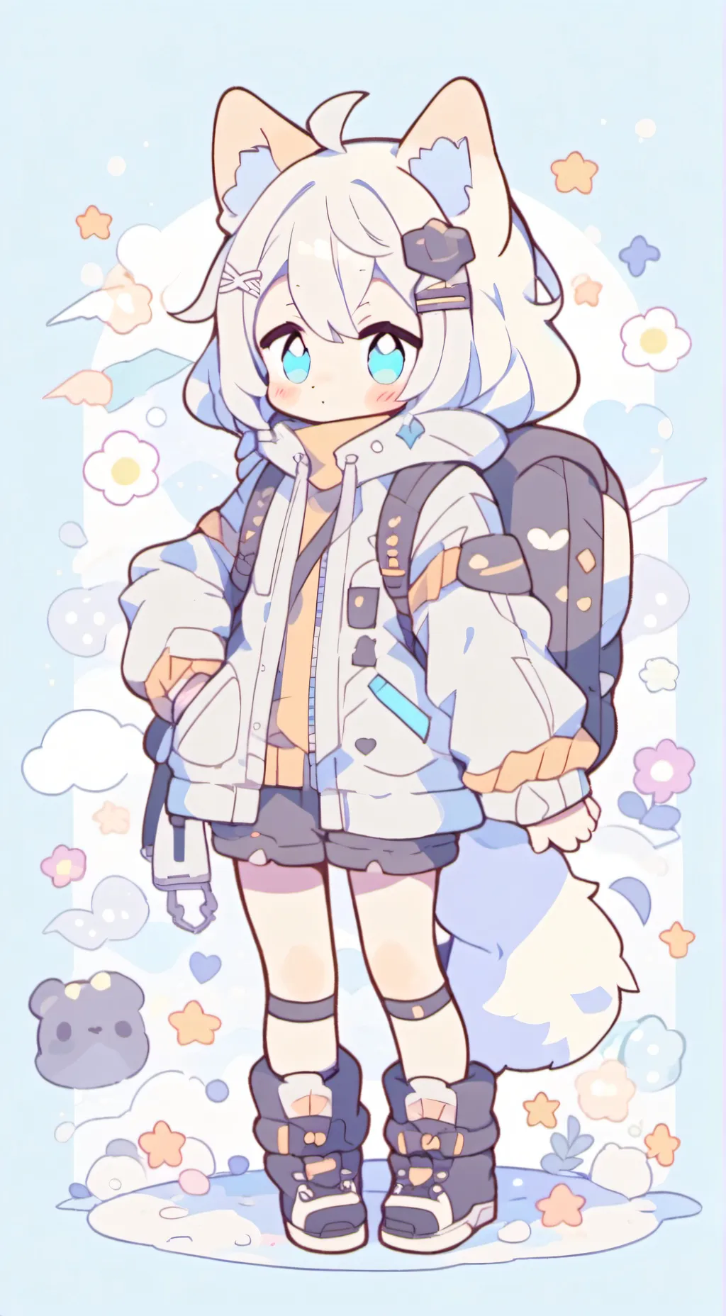 ai character: Chibi girl  background