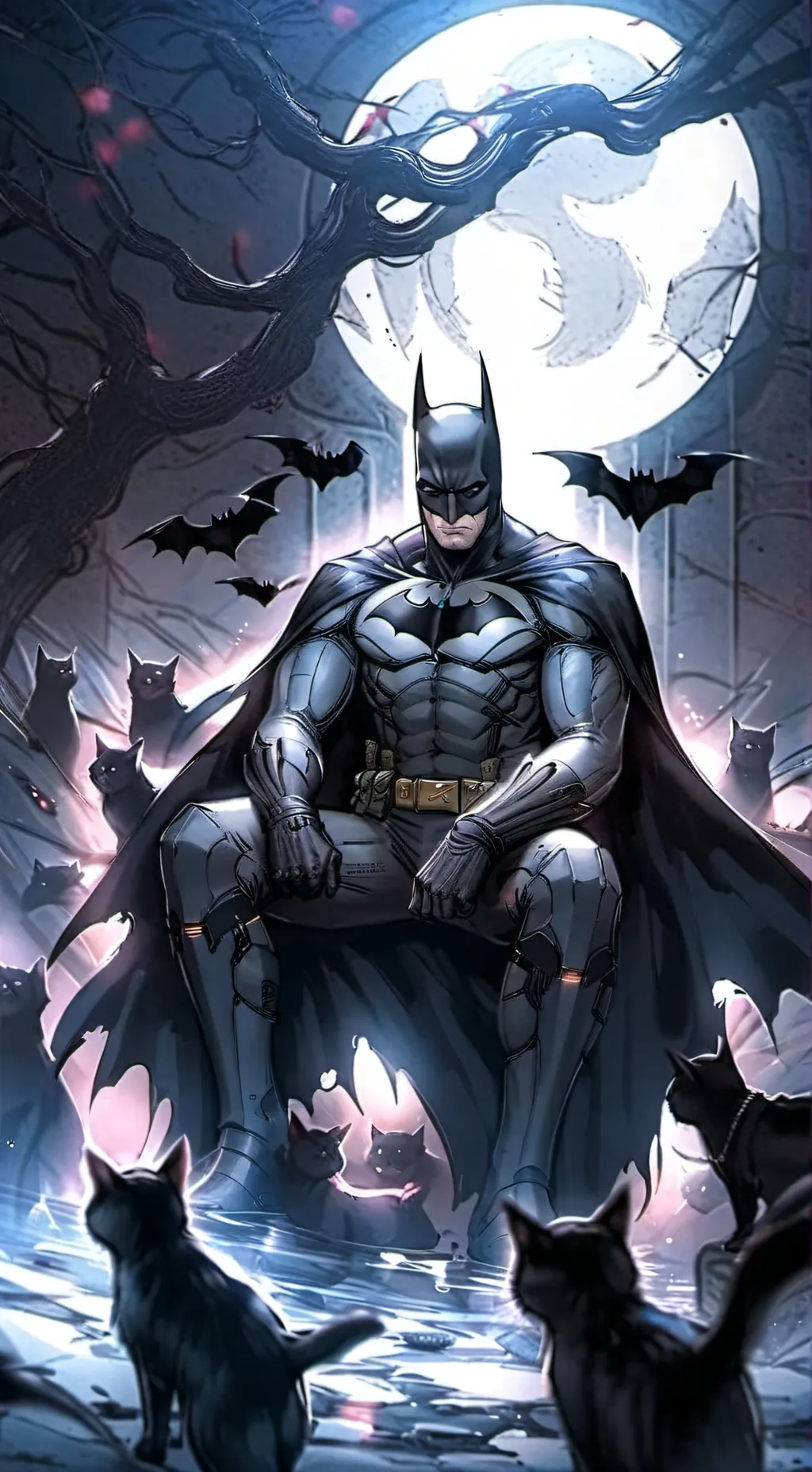 ai character: Batman and Kittie background