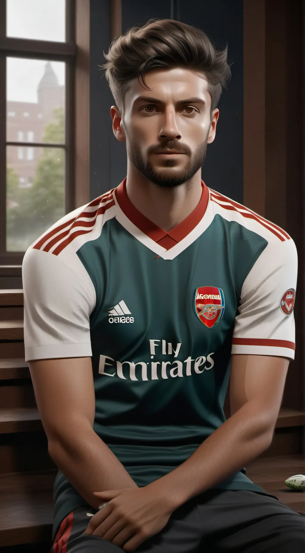 ai character: Arsenal fc background