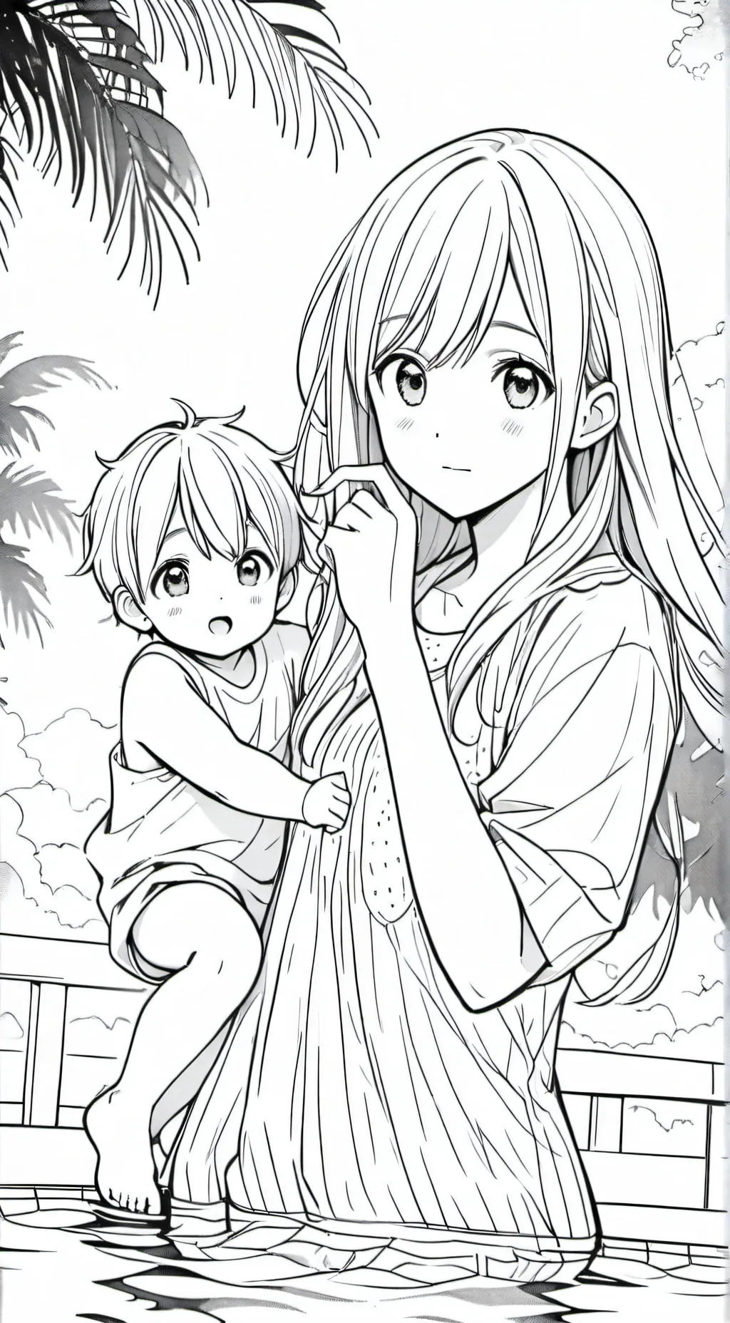 ai character: Baby swim lesson background