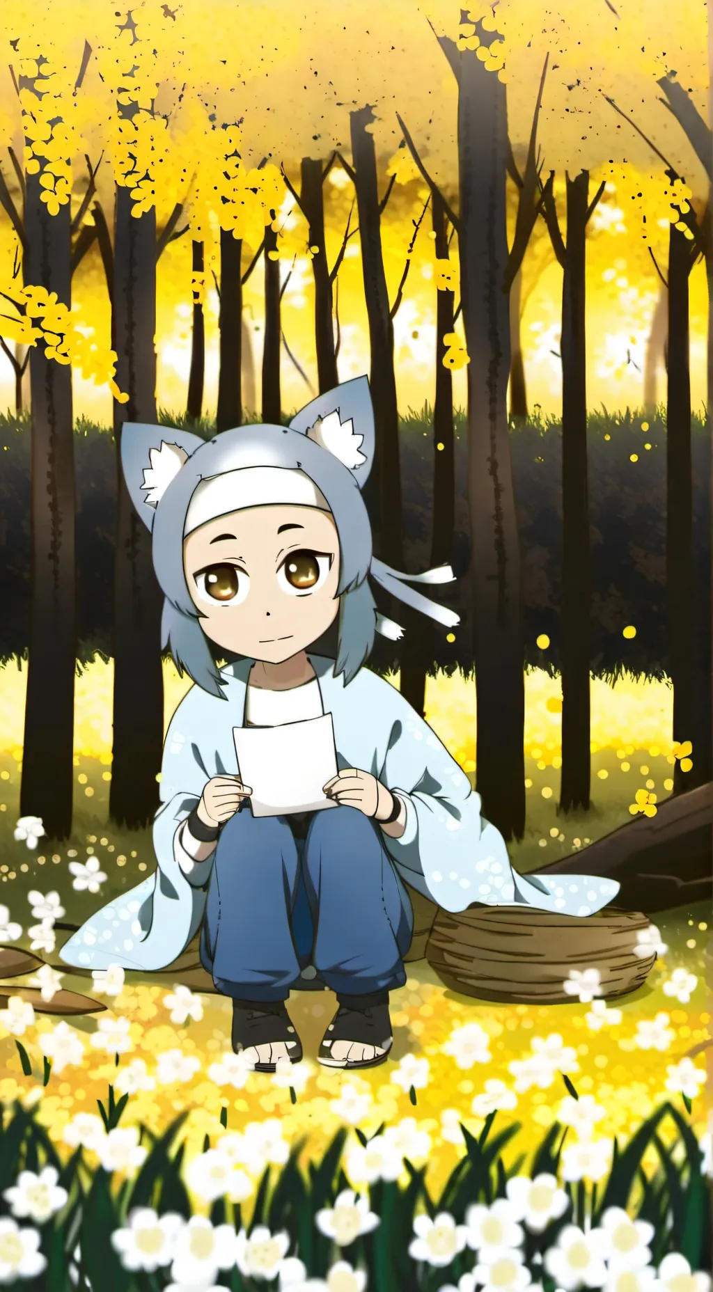 ai character: poor gray  background