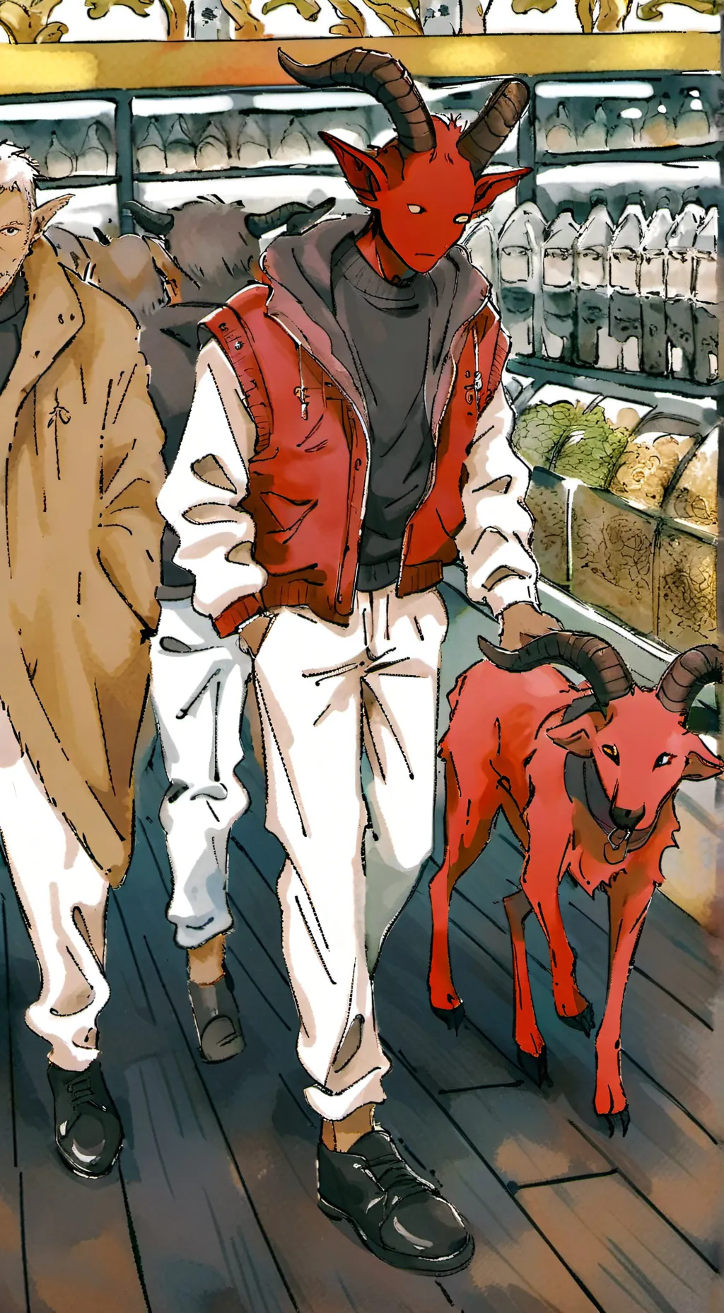 ai character: demon pet store background