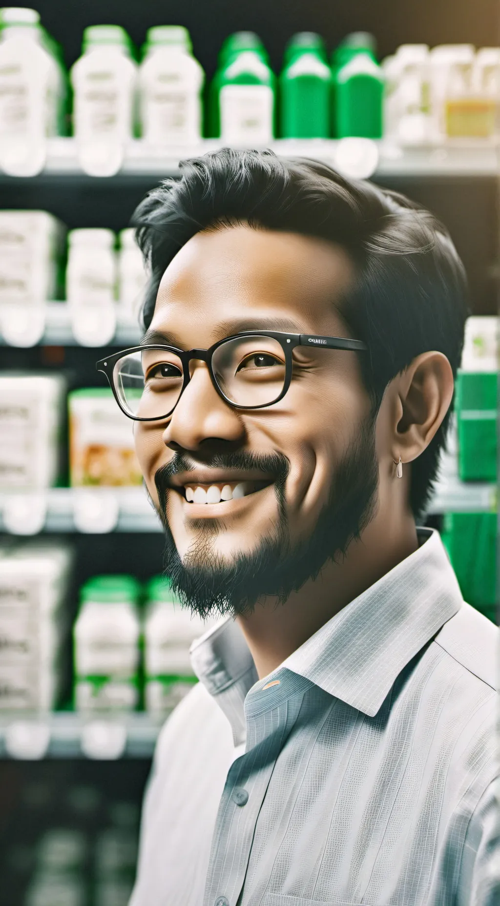 ai character: Cvs pharmacy guy background