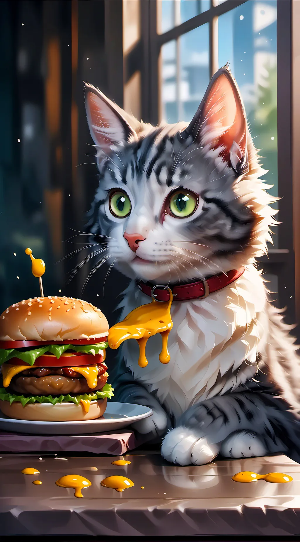 ai character: Cat stole ur burg background