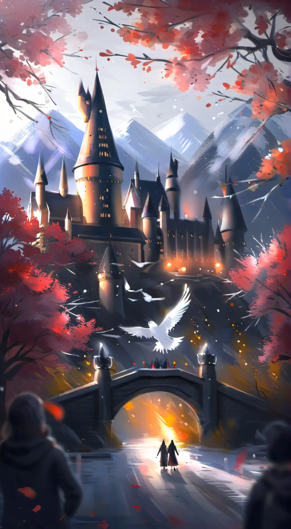 ai character: Hogwarts Christmas background