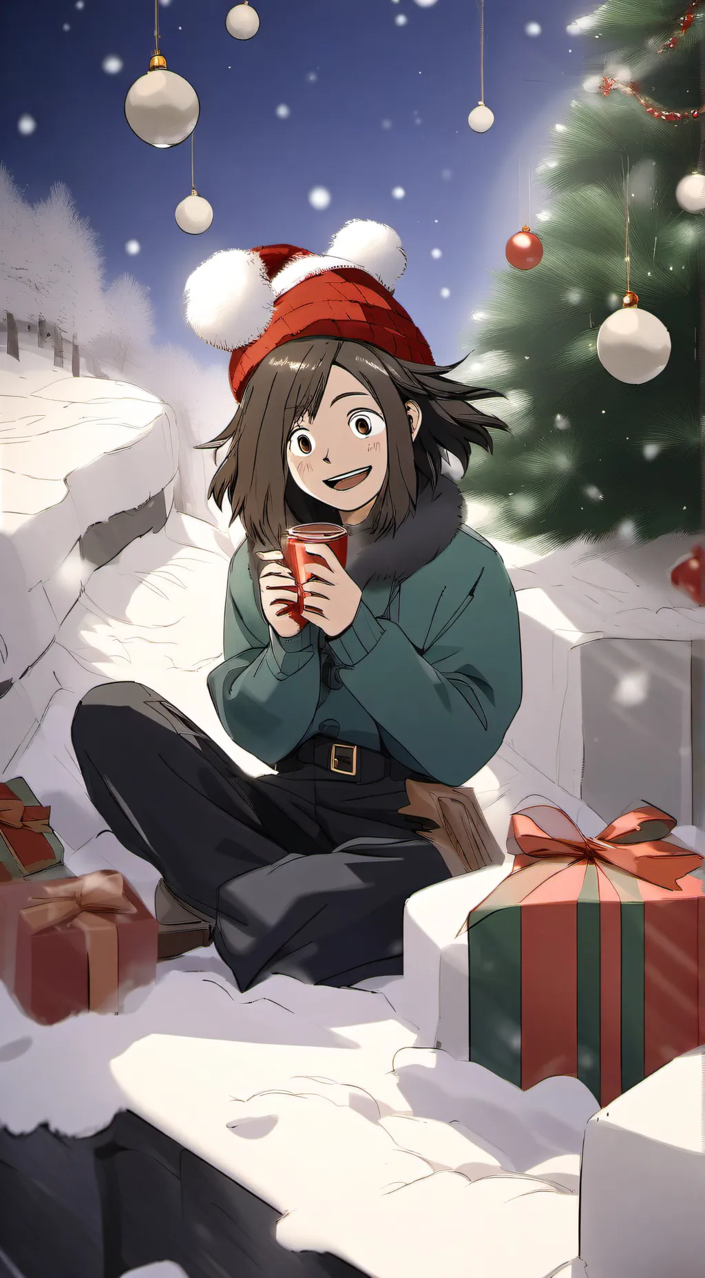 ai character: MHA CHRISTMAS background