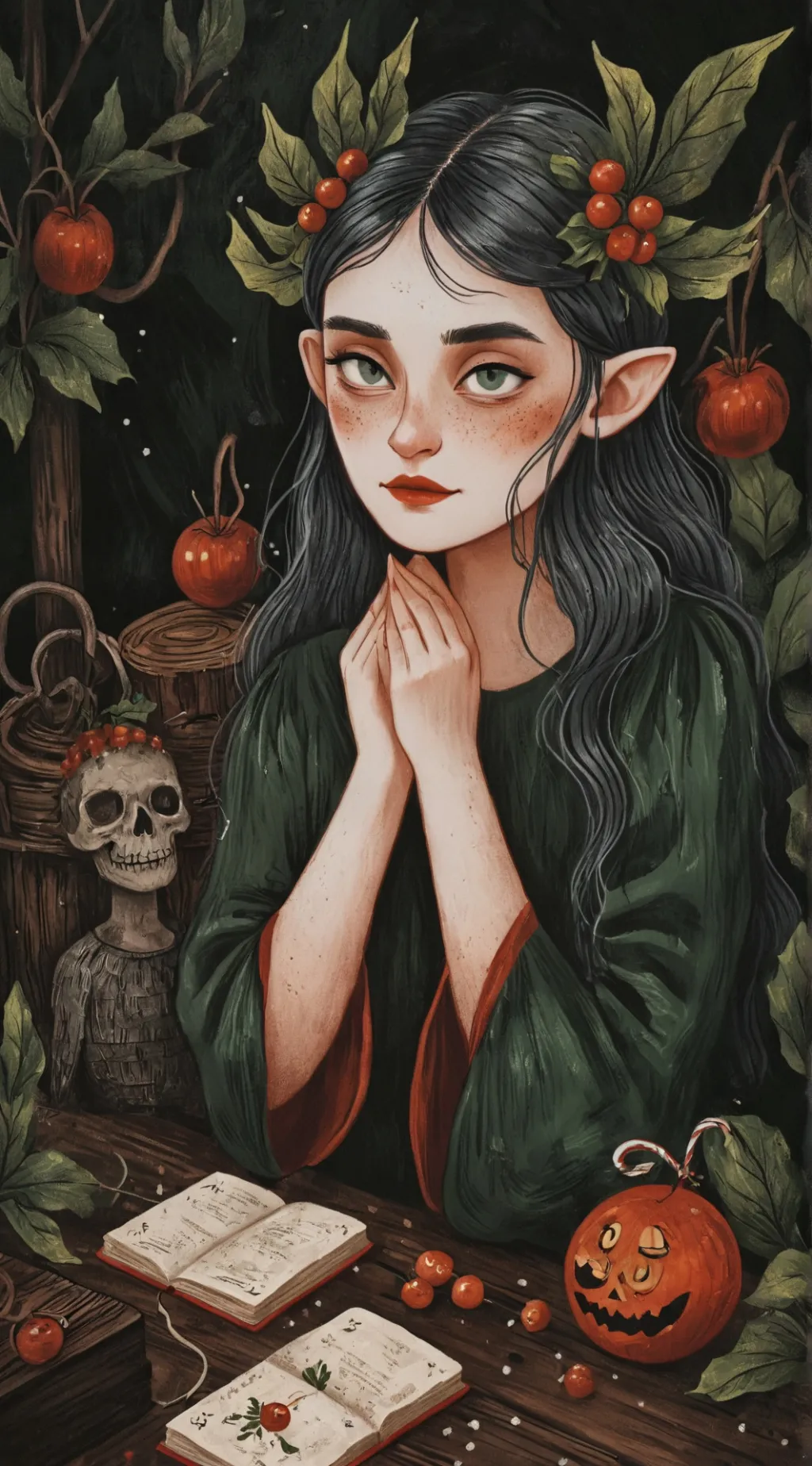 ai character: cute but evil elf background