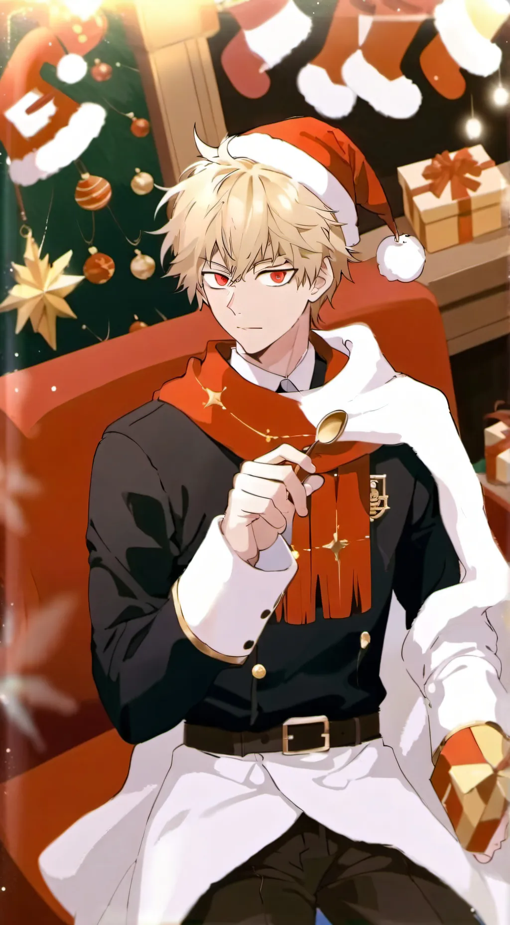 ai character: Bakugo Christmas! background