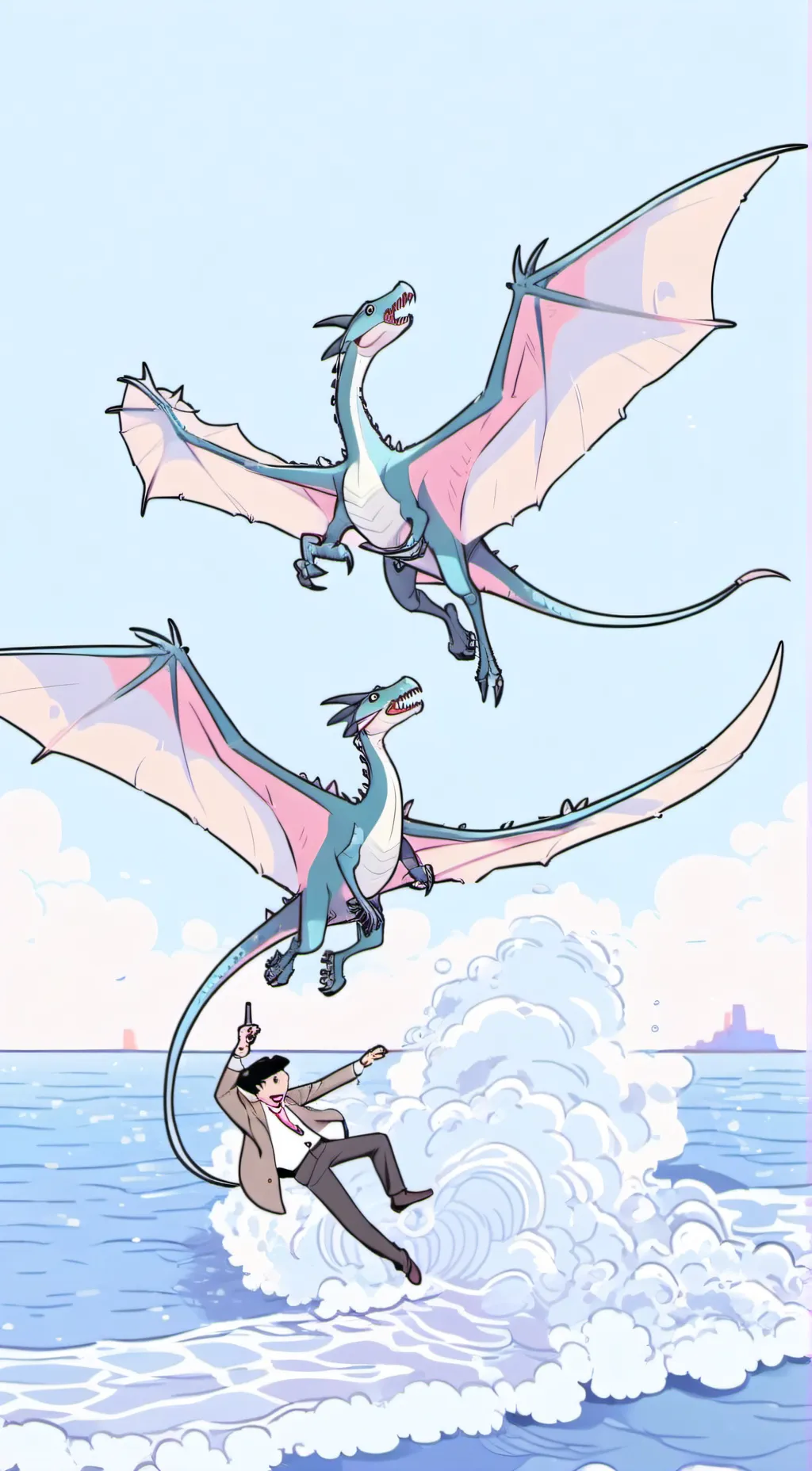 ai character: rodan vs Ghidorah  background