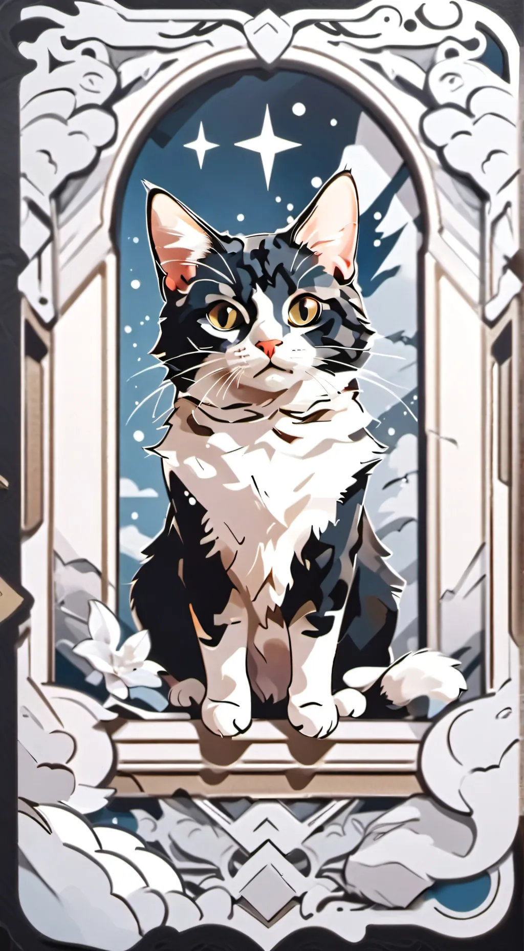 ai character: mitten and comput background