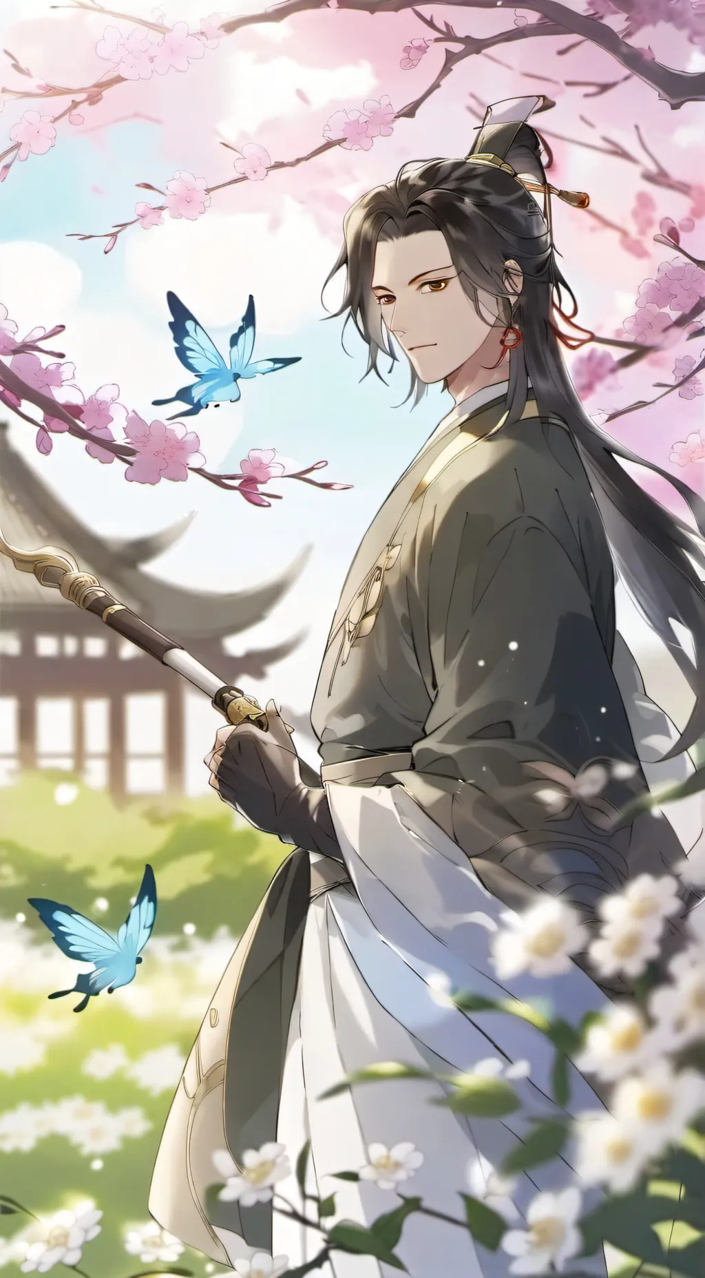 ai character: butterfly mansion  background
