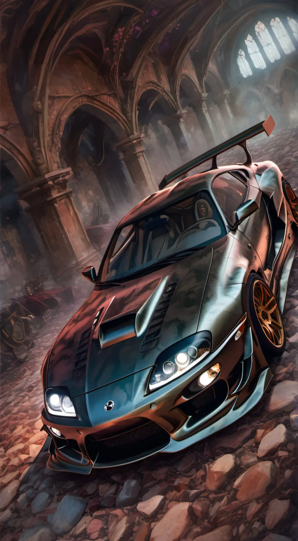 ai character: Toyota supra mk4  background