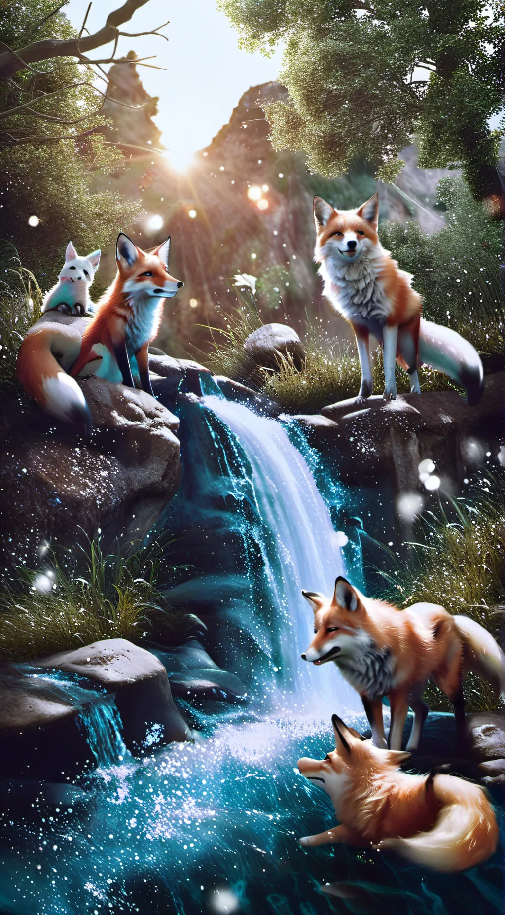 ai character: Foxes of the river background