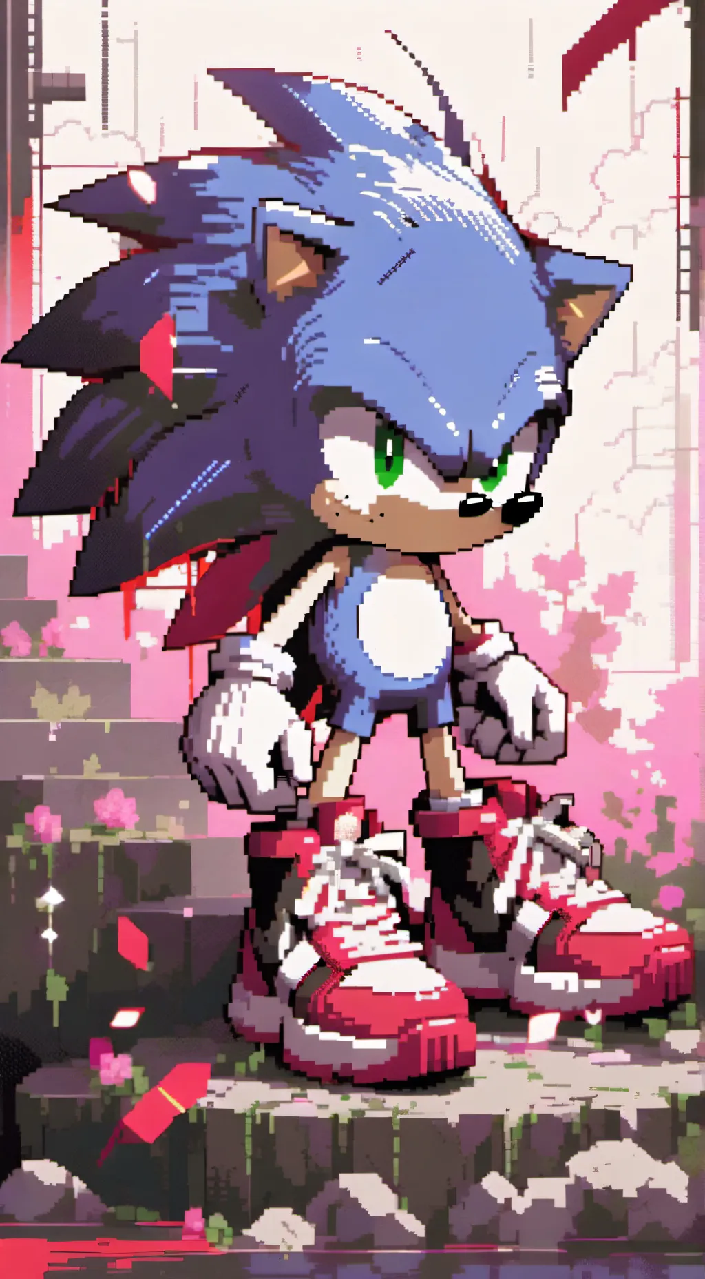 ai character: SONIC BUT MEAN background