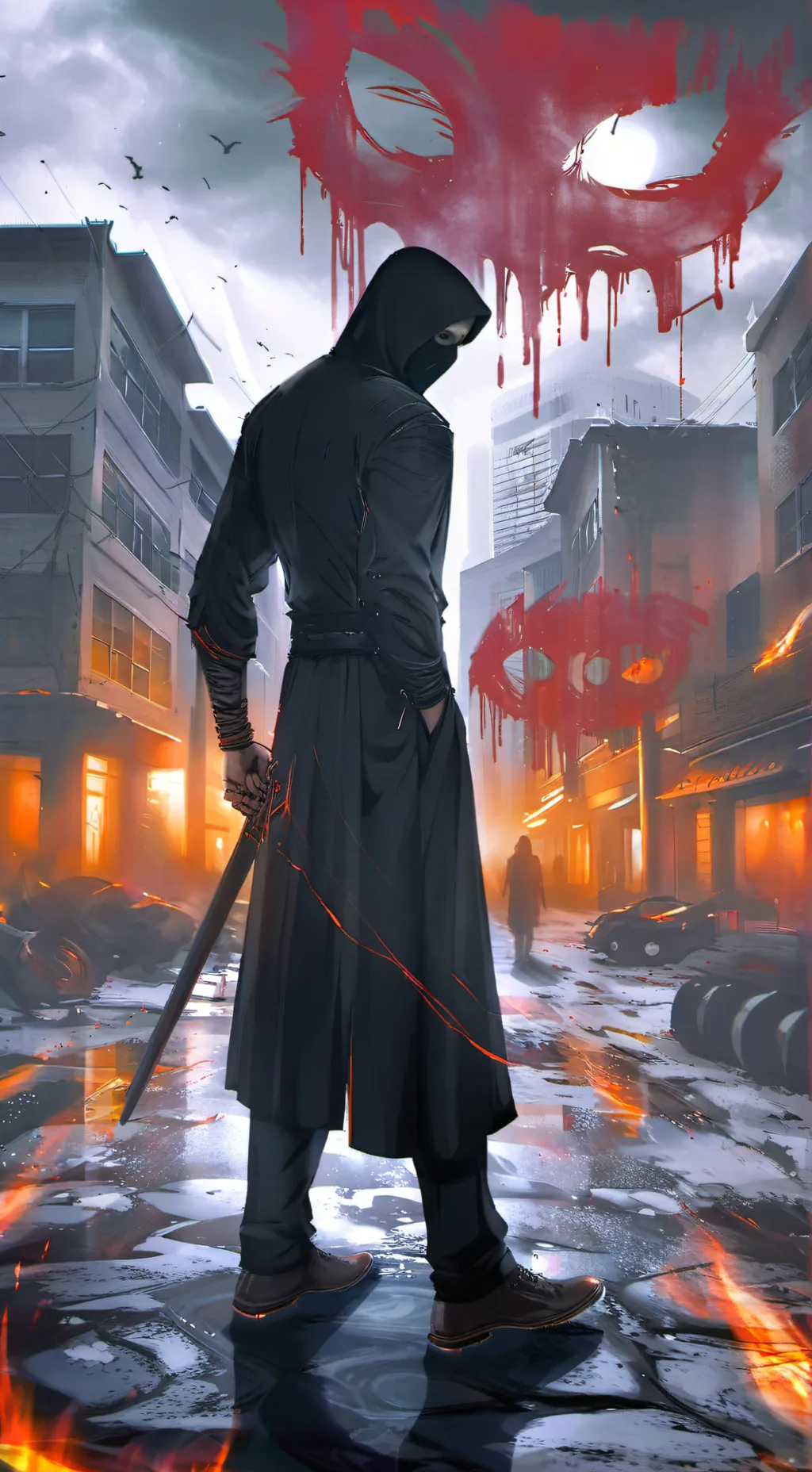 ai character: Ghost face background