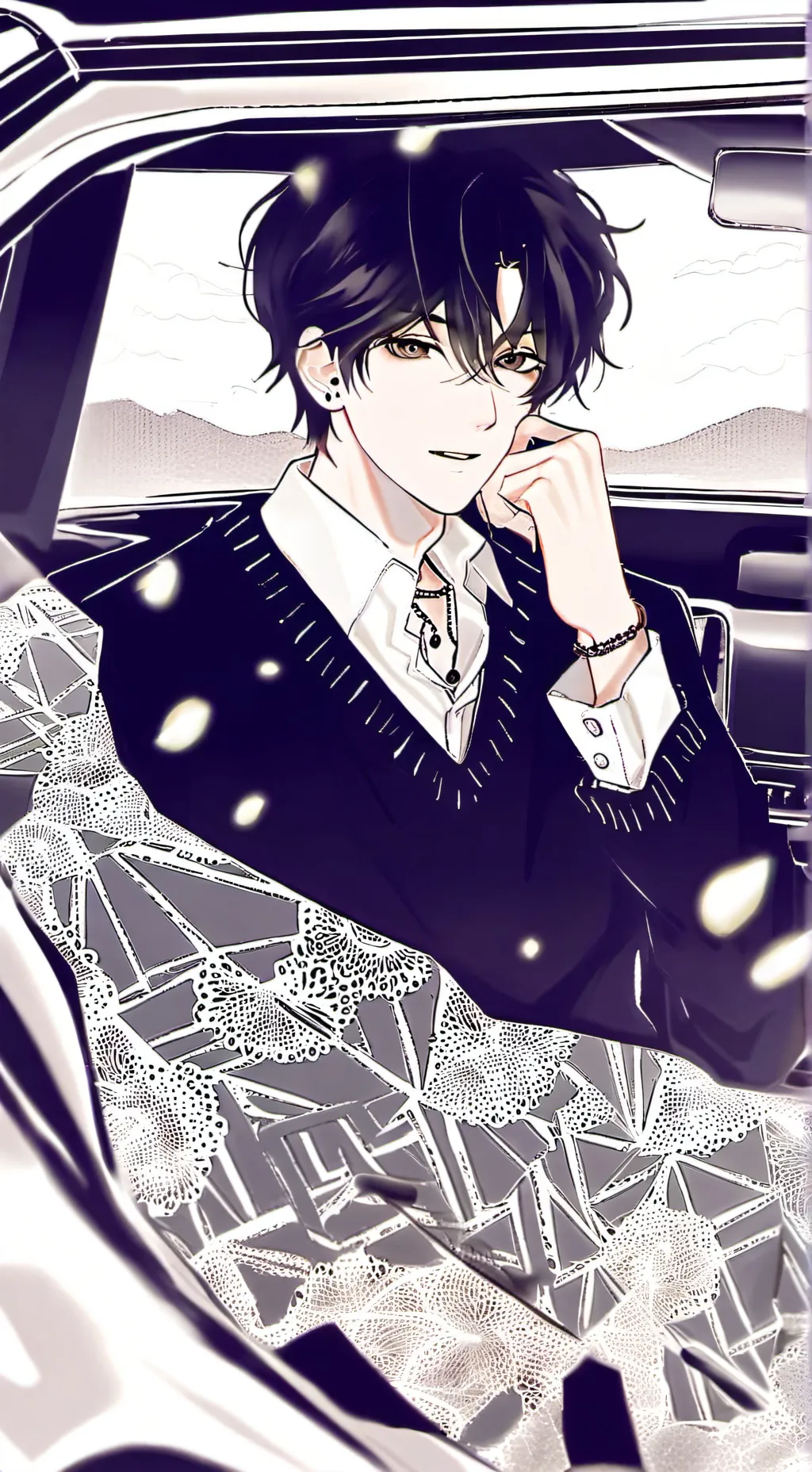 ai character: car ride background