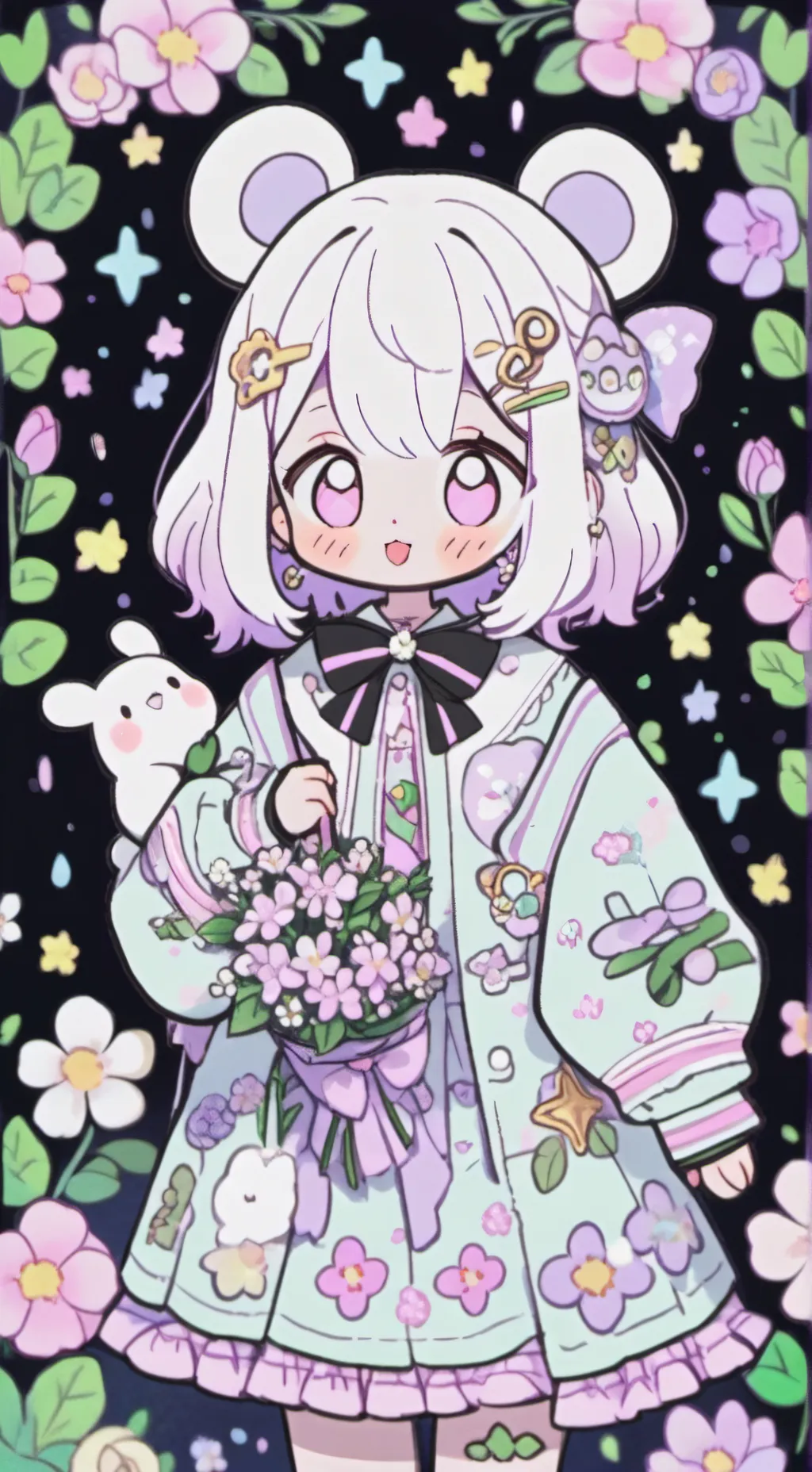 ai character: black pink background