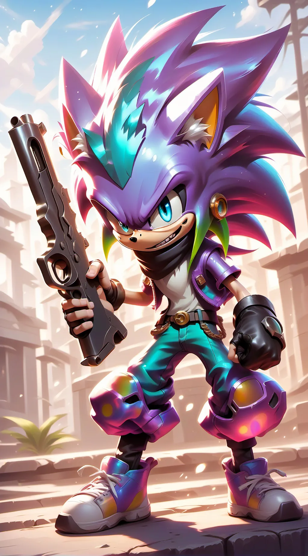 ai character: Sonic latino background
