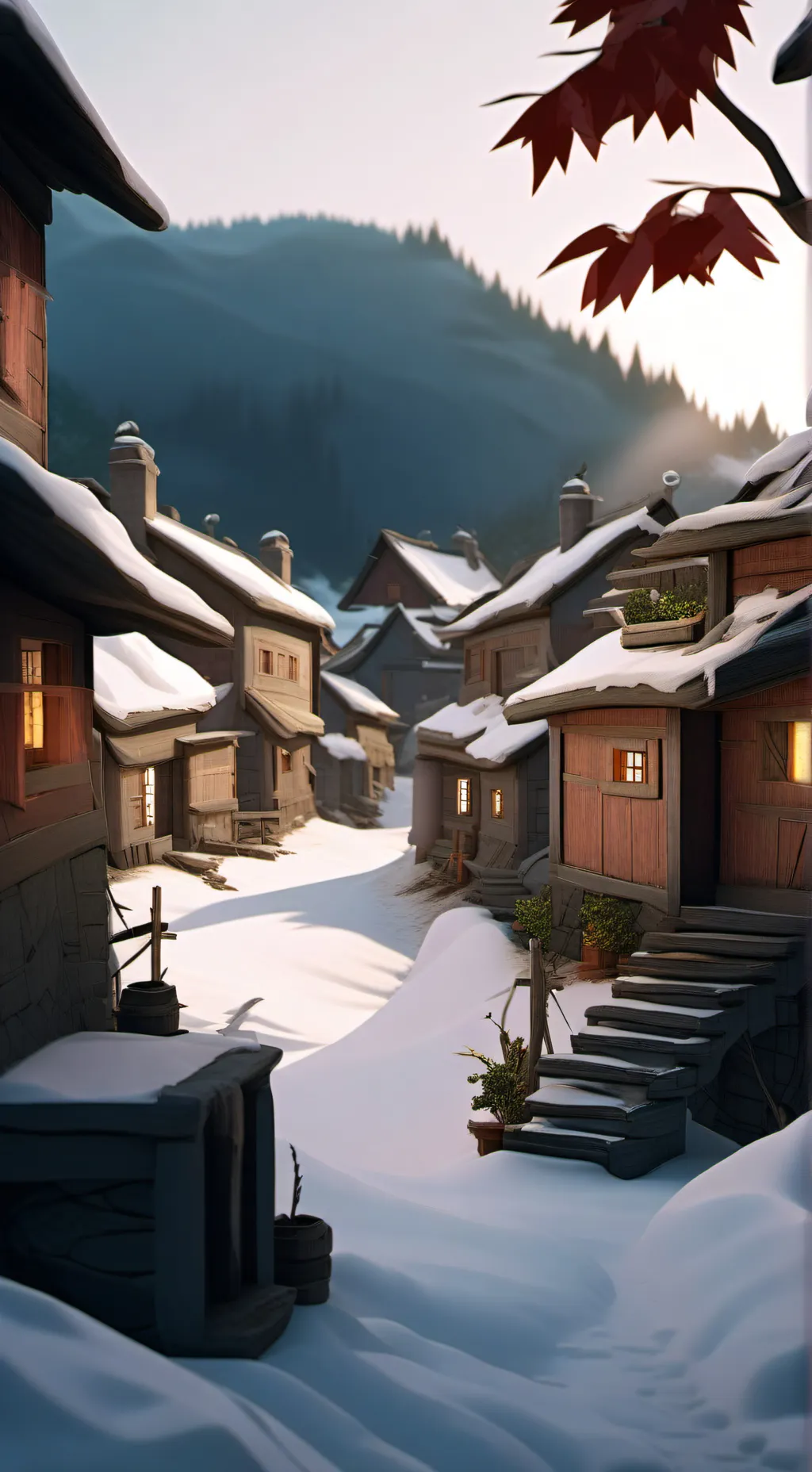 ai character: Tiny village background