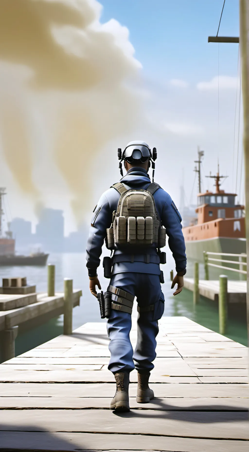 ai character: cod mw2 on docks background