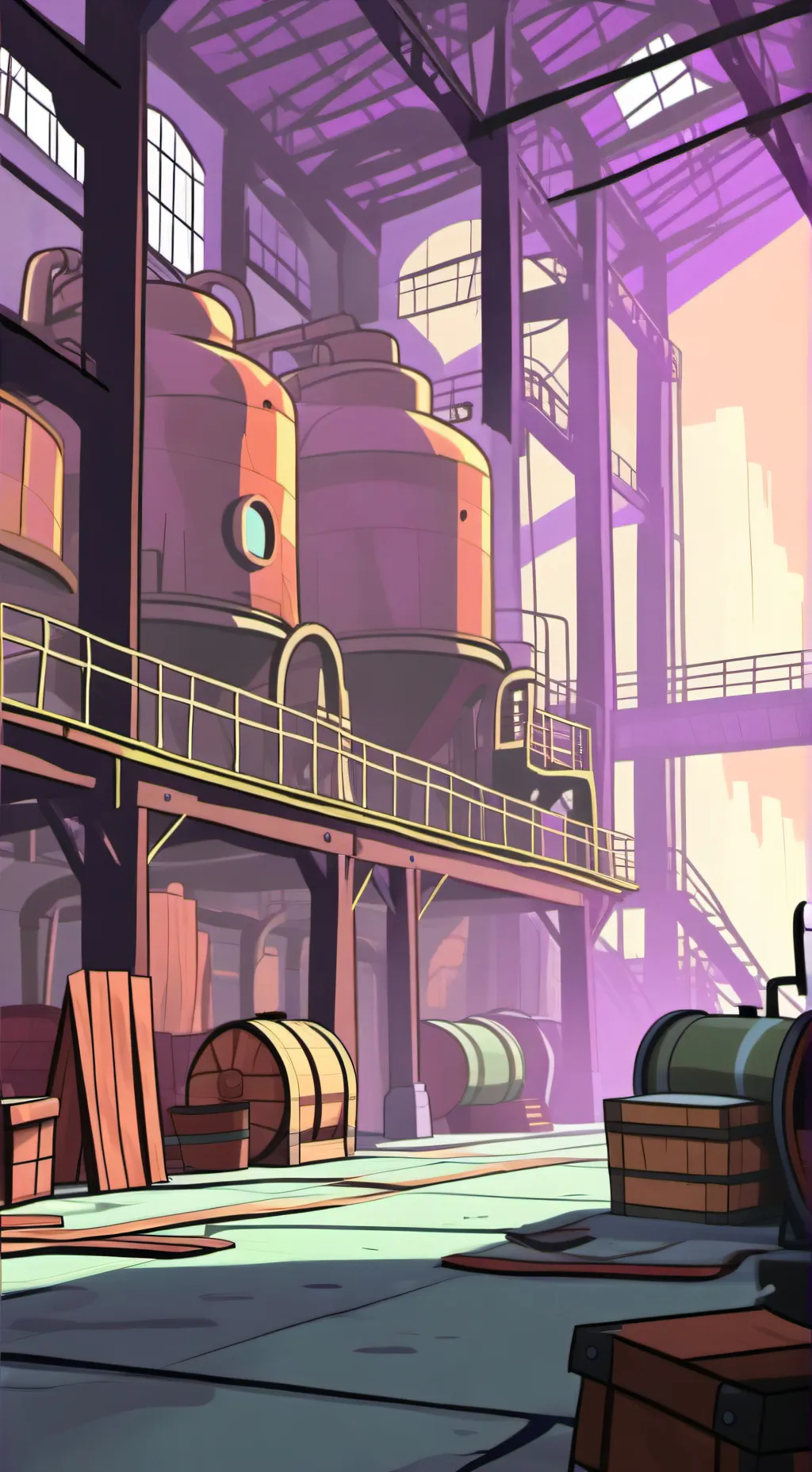 ai character: haunted factory background