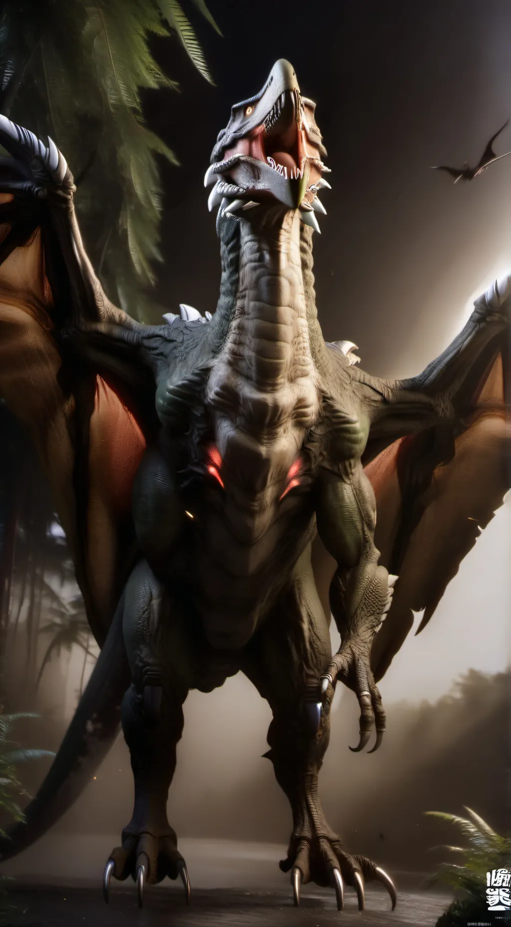 ai character: Godzilla and Rodan background