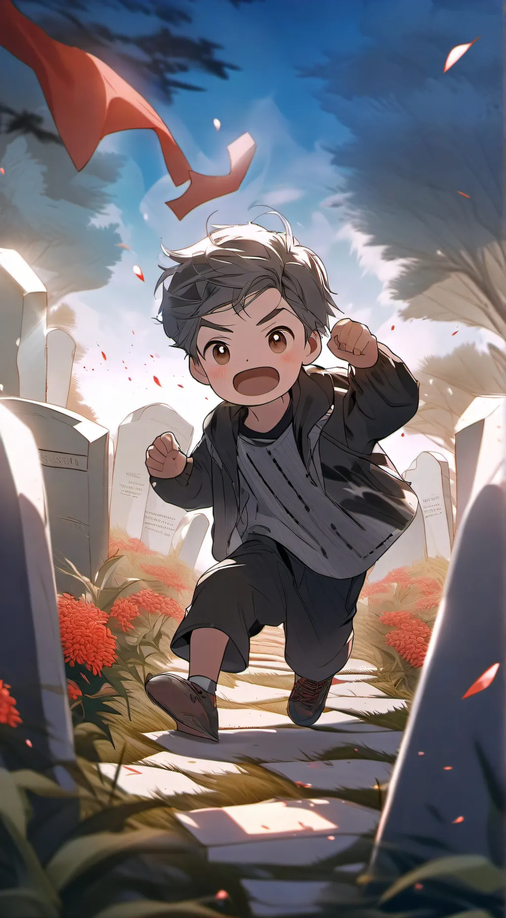 ai character: a little boy  background