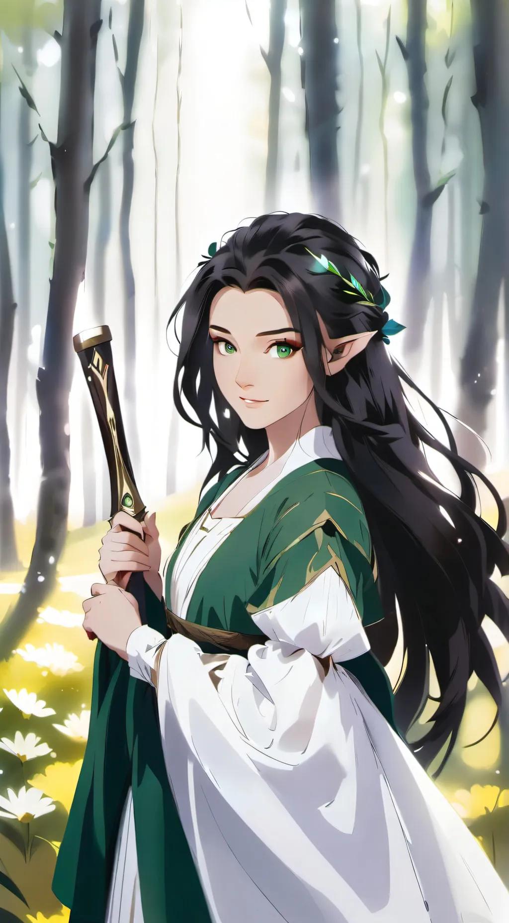 ai character: Kira flowershield background