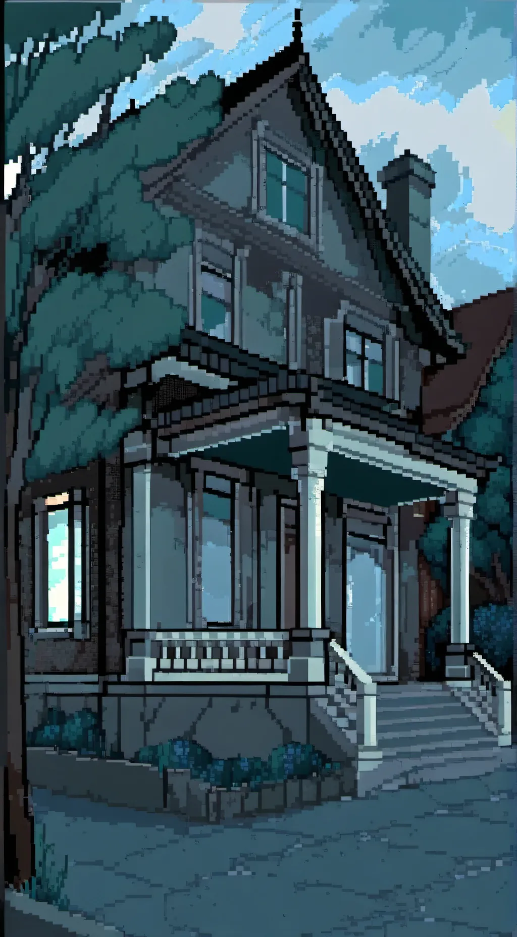 ai character: Md Haunted House background